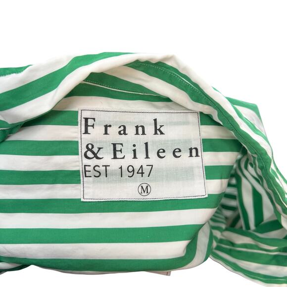 Frank & Eileen Shirley Shirt Top Button Down Stripe Green White Size Medium - Picture 11 of 15